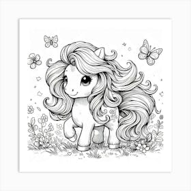 Line Art pony 1 Art Print