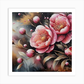 Peony Flowers Art Print