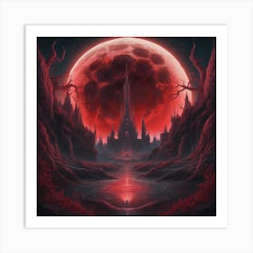 612225 Blood Moon Anchoring A Subtle Landscape In A Symme Xl 1024 V1 0 Art Print