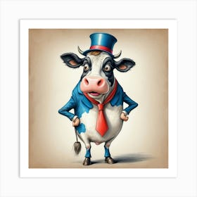 Cow In A Suit 9 Art Print