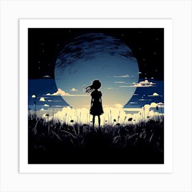 Girl In The Moonlight Art Print