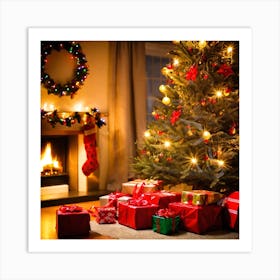 Christmas Tree With Presents 15 Art Print