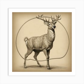 Deer In A Circle 1 Art Print