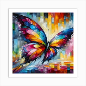 Colourful Cubist Abstract Butterfly v2 Art Print