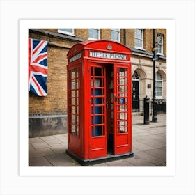 British Charm: The Red Phone Box of London Art Print