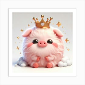 Cute Pig With Crown 1 Art Print