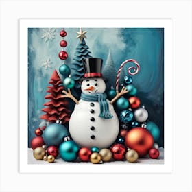 Christmas Snowman Art Print