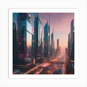 Futuristic Cityscape" - A vibrant and imaginative cityscape of a futuristic metropolis Art Print