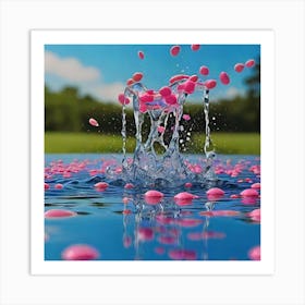 Pink Water Splash Art Print