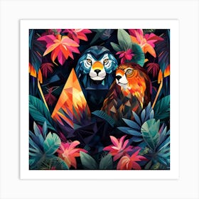 Tigers In The Jungle Art Print