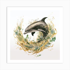 Dolphin In Water Art Print