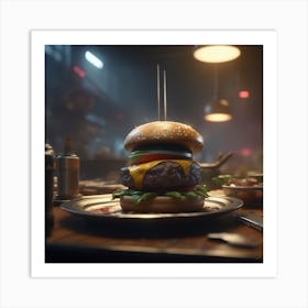 Burger On A Plate 130 Art Print