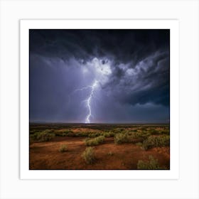 Lightning In The Desert Art Print