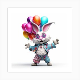 Bunny With Balloons 2 Art Print