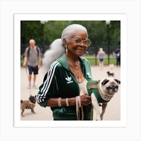 Woman With A Pug 1 Art Print