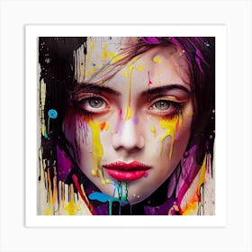 Girl With Colorful Paint On Her Face Art Print