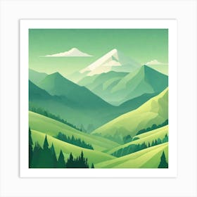 Misty mountains background in green tone 195 Art Print
