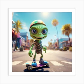 Alien Skate 1 Art Print