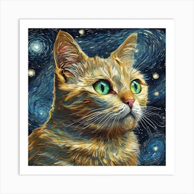 Van Gogh Cat Artwork Capturing 1 Art Print