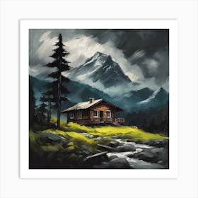 Cabin In The Mountains 3 Art Print