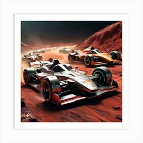 Race Cars On The Red Dirt Art Print