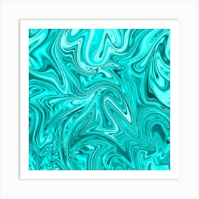 Cyan Liquid Marble Art Print