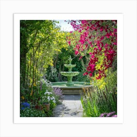 Fountain In The Garden 4 Art Print