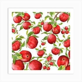 Red Apples On A Branch Art Print