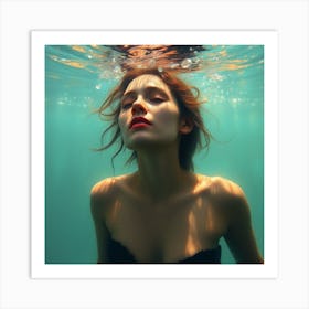 Portrait Of A Woman Underwater Art Print