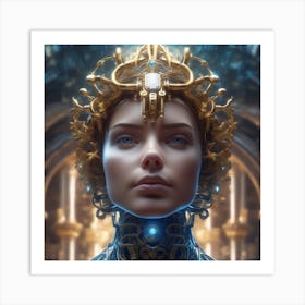 Artificial Intelligence Brain In Close Up Epic Royal Background Big Royal Uncropped Crown Royal J (6) Art Print