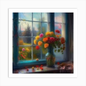 Flowers By The Window Art Print