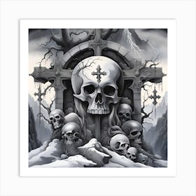 Gothic Skulls Art Print