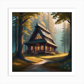 Library In The Woods Art Print