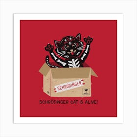 Am I Alive Schrodinger Cat﻿ Square Art Print