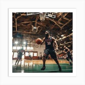 Basketball Player Dribbling 5 Art Print