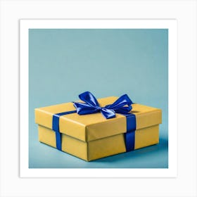 Gift Box With Blue Ribbon 2 Art Print