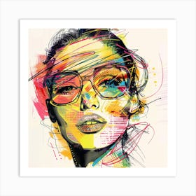 Portrait Of A Woman With Glasses 2 Art Print