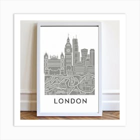 London Map Minimal Line Art Print Painting(1) Art Print