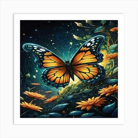 Butterfly In The Night 1 Art Print