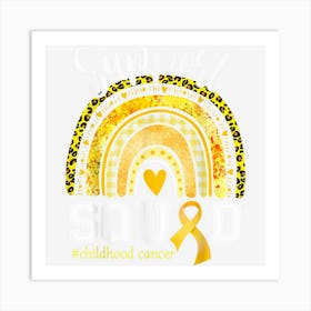 Support Squad Rainbow Leopard Yellow Ribbon Childhood Cancer Art Print