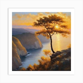 Lone Tree At Sunset 2 Art Print