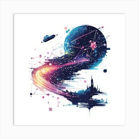 Space Tee.Generated AI. Wall Art Print Art Print