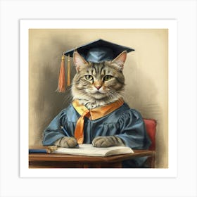 Graduation Cat 5 Art Print