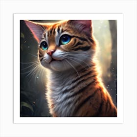 Cat In The Forest Art Print