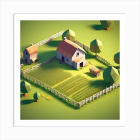 Low Poly Farm 1 Art Print