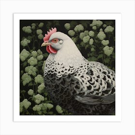 Ohara Koson Inspired Bird Painting Chicken 3 Square Art Print