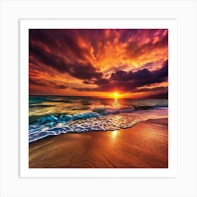 Sunset On The Beach 306 Art Print