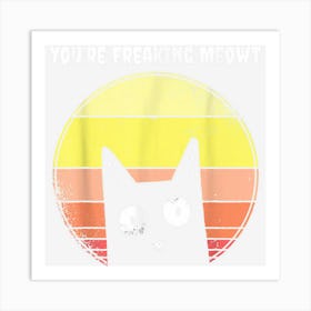 Freaking Meowt Vintage Sunset Funny Pun Black Cat Halloween Art Print