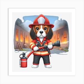 Beagle Firefighter~Reimagined 6 Art Print