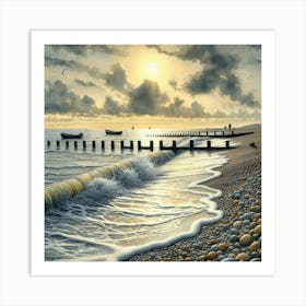 Pier At Sunset Art Print